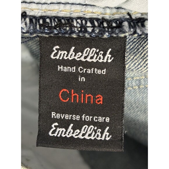 Embellish Mens Jeans‎ 38 x 33 Distressed Destroyed Biker Moto Gold Blue Denim - Picture 8 of 14